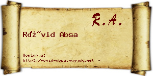 Rövid Absa névjegykártya